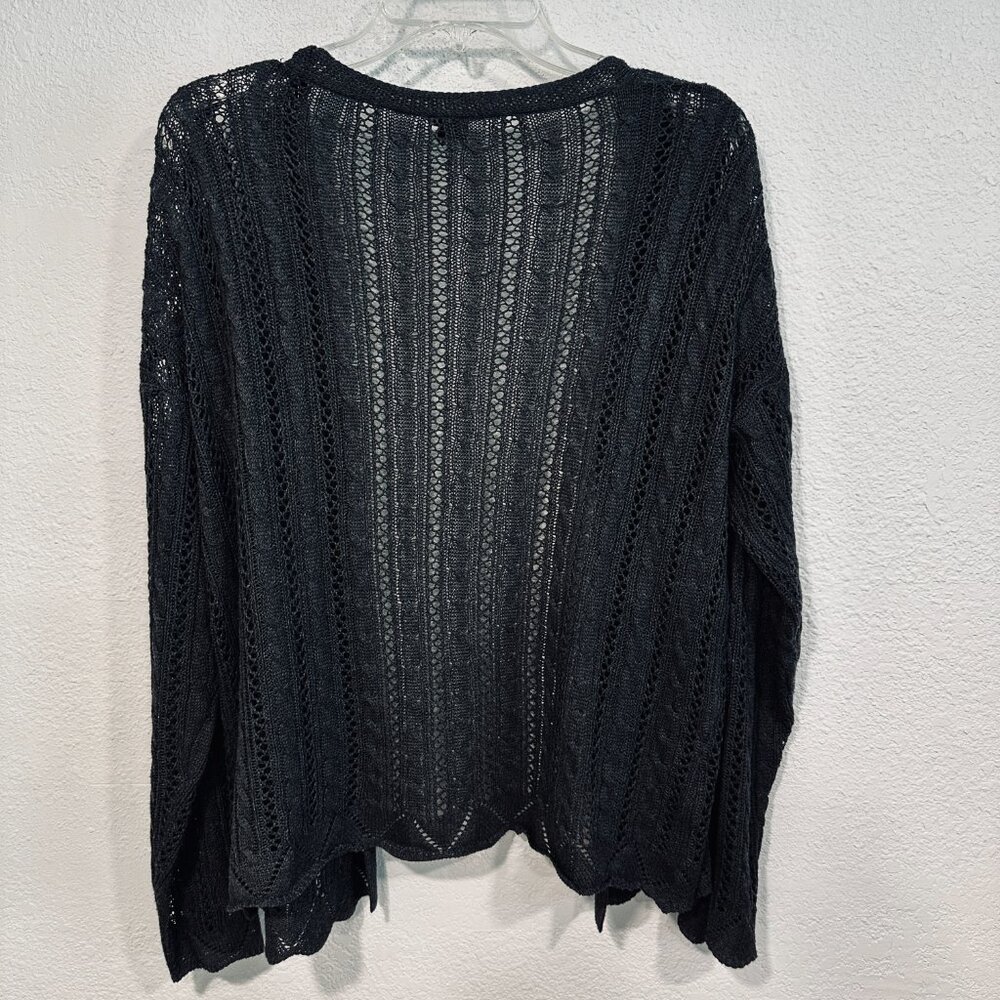 I Joah Open Front Cardigan Sweater Loose Knit Long Sleeve Dark Gray Womens Large - Picture 2 of 7